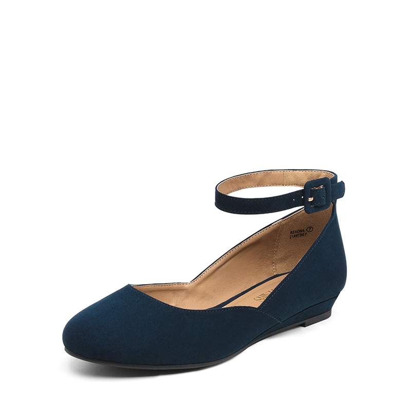 Women s Ankle Strap Low Wedge Flats Dream Pairs